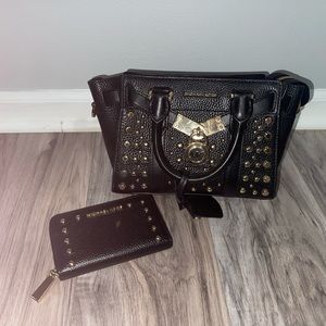Michael Kors Nouveau Hamilton Mini Leather Crossbody & Matching Wallet
